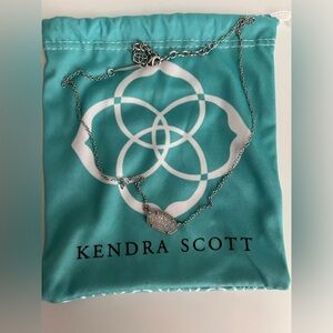 Kendra Scott Elisa White Iridescent Drusy Necklace Silver Tone
